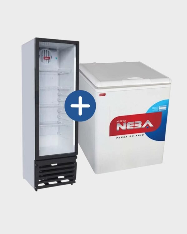 Exhibidora 315 Lts + Freezer sin Visor 245 Lts