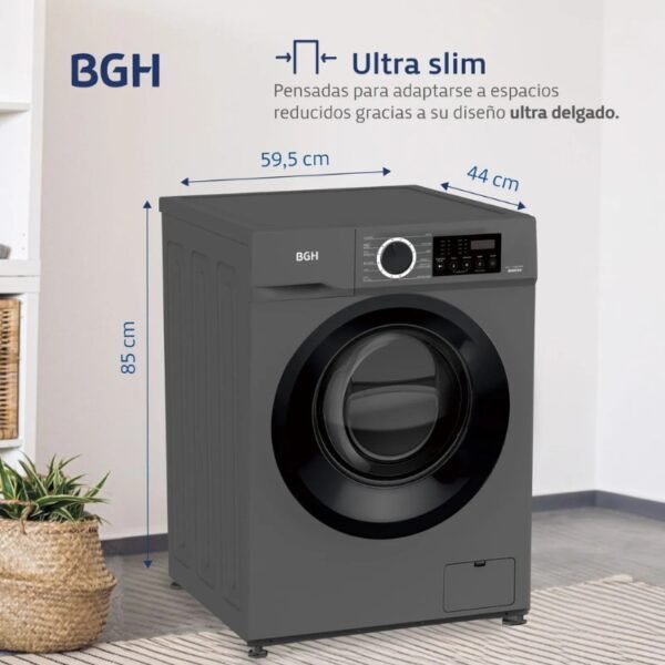 BGH Lavarropas automático 6Kg Inverter Slim 1000 rpm Carga frontal - Imagen 2