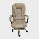 Sillón de Oficina Mitte - Cuero - Alt. Regulable - Reclinable - Con Apoyapiés y Masajeador - Marrón