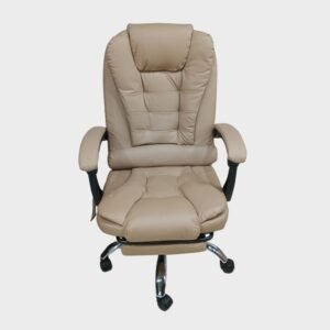 Sillón de Oficina Mitte - Cuero - Alt. Regulable - Reclinable - Con Apoyapiés y Masajeador - Marrón