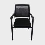 Silla fija Apilable Narke - Tela Mesh - Cromada - Negro