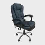 Sillón de Oficina Mitte - Cuero - Alt. Regulable - Reclinable - Con Apoyapiés y Masajeador - Negro