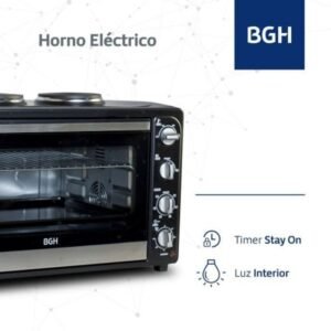 BGH - Horno eléctrico 64 L 2200 W - 2 anafes - Luz interior