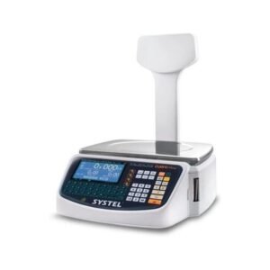 Systel - Balanza con mastil 30 kg Cuora Max - Ticket y etiqueta - Con batería - USB