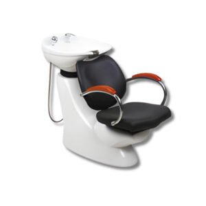 Lavacabezas de Cerámica - c/grifería y Ducha - Apoyabrazos de Madera - Base Blanca