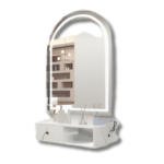 Mesa de Melamina simil Mármol 70x26x14 + 1 cajon + Espejo LED 100x70 MR15